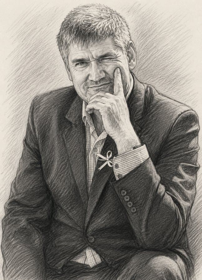 Kreslený portrét Josefa Kabeláče